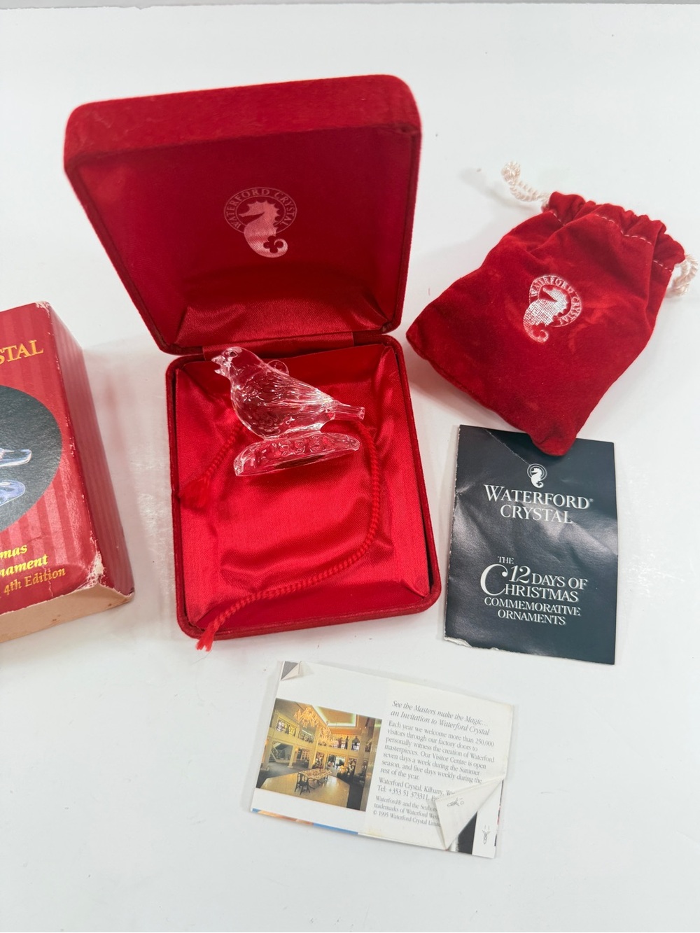 WATERFORD 1998 12 DAYS Of Christmas, Four Calling Birds, Crystal Ornament NIB